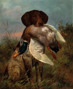 von RETH Caspar 1858-1913,A Hunting Dog with a Duck,1912,Palais Dorotheum AT 2022-09-08