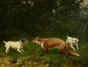 von RETH Caspar 1858-1913,Hunting Dogs and Fox,1897,Morgan O'Driscoll IE 2023-05-22