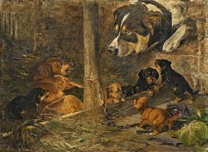 VON REVENTLOW Adeline Anna 1839-1924,Pups in a Kennel,Van Ham DE 2017-11-17