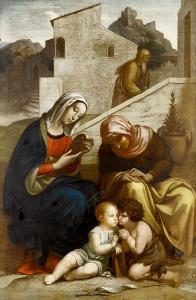 von rohden franz,The Holy Family with Saint Anne and the Infant Sai,1854,Bonhams 2011-04-13