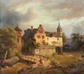 von RUSTIGE Heinrich Gaudenz 1810-1900,DORF AN EINEM FLUSS,Lempertz DE 2012-09-26
