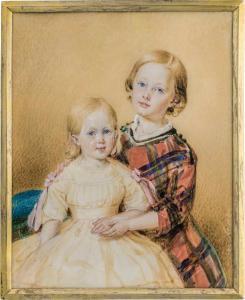 von SAAR Karl,Doppel Portrait zweier Kinder, der Junge in Schott,1830/40,Galerie Bassenge 2020-11-25