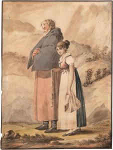 von SCHADOW Wilhelm Friedrich 1788-1862,Blinder Mönch und Mädchen,Galerie Bassenge DE 2022-12-02