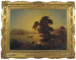 VON SCHILLER Johann Felix 1805-1852,Crossing a lake at sunset,1845,Christie's GB 2005-02-15