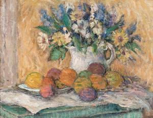 von schlegell gustav william 1884-1950,Still Life of Flowers and Fruit,Skinner US 2023-01-25