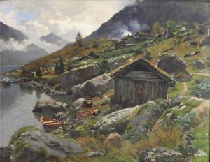 von SCHLICHT Carl,"Uferpartie bei Mundal am Fjaerlandsfjord - Norweg,Reiner Dannenberg 2012-12-07