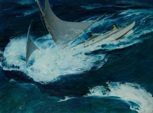 von SCHMIDT Harold 1893-1982,Pitching and bucking into the seas, she ma,1931,John Moran Auctioneers 2023-11-14