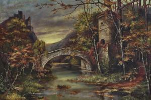 von SCHMIDT PHISELDECK Carl 1853-1917,Autumn landscape with bridge and ruin,Neumeister DE 2021-04-14