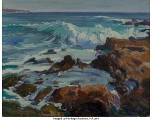 von SCHNEIDAU Christian 1893-1976,Waves and Rocks - Laguna Beach,Heritage US 2018-06-09