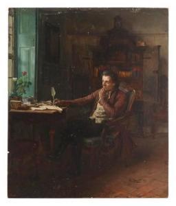 VON SCHROTTER Alfred 1856-1935,The Writer in His Study,1891,New Orleans Auction US 2022-08-27