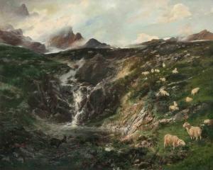 von SOLDENHOFF Alexander 1849-1902,Alplandschaft mit weidenden Schafen,1897,Schuler CH 2018-09-19