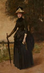 von STEIGER Robert 1856-1941,Bildnis einer eleganten Dame mit Schirm,1887,Lempertz DE 2023-11-18