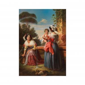 von STEUBEN Carl August 1788-1856,Deux Romaines avec un enfant près d'un,1843,Cornette de Saint Cyr 2024-02-21