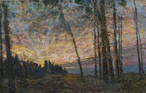 von SZPINGER Alexander 1889-1969,Sonnenuntergang am Waldrand,1924,Galerie Bassenge DE 2023-12-02