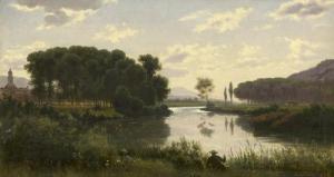 von TÜRCKE Rudolf 1839-1915,"Werra-Thal bei Salzungen": Thüringische Flusslan,1874,Galerie Bassenge 2019-05-30