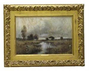 von wedege,Landscape under somber sky with water and trees,Winter Associates US 2009-11-09