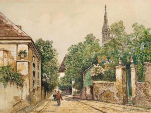 von WERTHEIM Heinrich 1875-1945,On Hohe Warte, titled "Hohe Warte mit St. Mic,1920,Palais Dorotheum 2024-03-28
