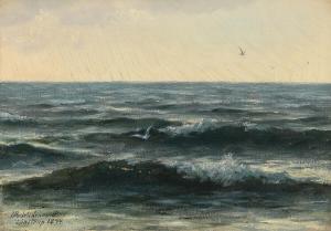 von WILDENRADT Johan Peter 1861-1904,Coastal scene from Lønstrup with breaking,1894,Bruun Rasmussen 2023-01-02