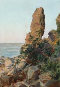 von WILDENRADT Johan Peter 1861-1904,Coastal scene with large rocks,Bruun Rasmussen DK 2022-04-18