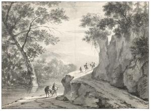 von Wilhelm Bemmel 1630-1708,Hügelige Flusslandschaft mit Reitern,Galerie Bassenge DE 2012-11-29