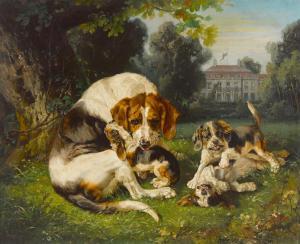 von WILLE Clara 1838-1883,A hound with her litter,1879,Bonhams GB 2017-11-13