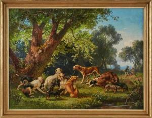 von WILLE Clara 1838-1883,Jagdhunde bei der Rast,1863,Dobritz DE 2020-03-14