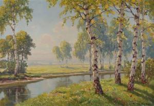 von WINKLER Carl 1860-1911,Flusslandschaft im Birkenwald,Palais Dorotheum AT 2015-11-10