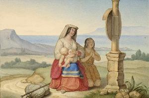 von ZIMMERMANN Clemens 1788-1869,Italienerin mit zwei Kindern im Gebet,Neumeister DE 2007-09-19