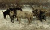 VON ZUGEL Heinrich Johann 1850-1941,Horses in the Snow,1905,Christie's GB 2010-09-07