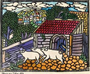 VON ZULOW Marie 1854-1930,Dorflandschaft mit Schweinen,im Kinsky Auktionshaus AT 2012-12-11