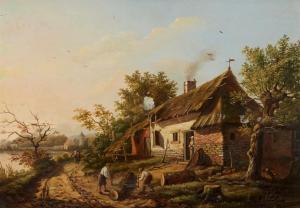 VOORDECKER Henri 1779-1861,Peasant Cottage by a Lake,Lempertz DE 2020-03-18