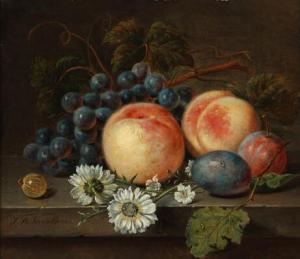 VOORN BOERS Sebastiaan Theodorus,Still life with fruit and flowers,Bruun Rasmussen 2021-11-22