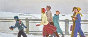 VOROBIEVA Nadezhda Dmitrievna 1924-2010,ICE SKATERS,1960,Sotheby's GB 2017-11-28