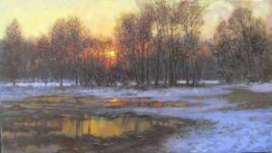 voronin valery,WinterSunrise, oil on canvas, 45cm x 8cm, signed, ,Lots Road Auctions GB 2008-10-19