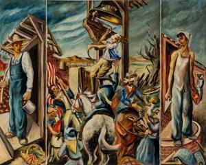 VORST Joseph Paul 1897-1947,American Scene (Triptych),Hindman US 2023-10-17
