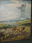 VORST Joseph Paul 1897-1947,Farmer plowing the field with Christ blessing ,Ivey-Selkirk Auctioneers 2009-11-16