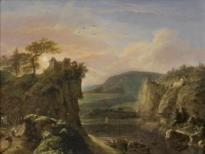 VORSTERMAN Johannes 1643-1699,Weite Landschaft mit Sonnenuntergang,Stahl DE 2019-09-14