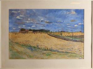 VOSKUIL Johan Jacob,Dutch summer landscape with grain sheaves,Twents Veilinghuis 2019-10-04