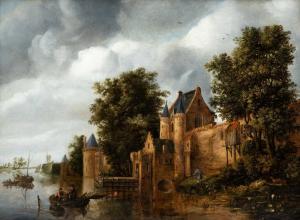 VOSMAER DANIEL 1622-1666,A city gate at the waterfront,Venduehuis NL 2023-11-15