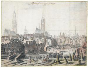 VOSMAER DANIEL 1622-1666,VIEW OF DELFT AFTER THE EXPLOSION,1654,Sotheby's GB 2012-01-25
