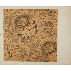 VOYSEY Charles F. Annesley 1857-1940,DESIGN STUDY OF ARTICHOKE THISTLES,Lyon & Turnbull 2021-10-20