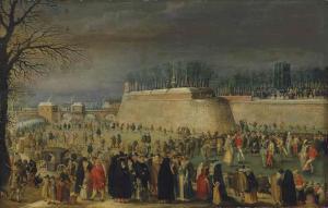 VRANCX Sebastian 1573-1647,A winter carnival with figures on the ice before t,Christie's 2015-12-08