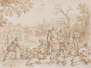 VRANCX Sebastian 1573-1647,La prise des petits porcs sur le site où Rome sera,Joron-Derem 2023-12-20