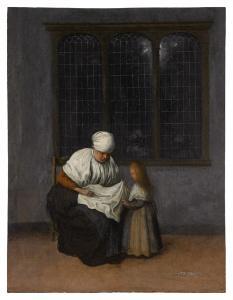 VREL Jacobus 1630-1680,Old woman seated with a young girl before a window,Sotheby's GB 2022-01-27