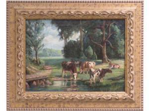 VREY Edmund 1900-1900,COWS AT A STREAM,William J. Jenack US 2018-05-27
