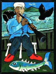VRIES de Johan Friedrich 1924,Musizierender Mann mit Fischen,Allgauer DE 2017-07-05