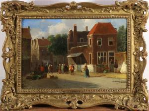 VROLIJK Adrianus Jacobus,Village Street Scene with Figures,Clars Auction Gallery 2018-06-16