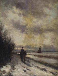 VROLIJK Jan Martinus 1845-1894,Man te paard in de sneeuw,1885,Venduehuis NL 2021-07-04