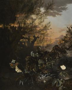 VROMANS Isaak 1655-1719,FOREST STILL LIFE WITH BUTTERFLIES AND A BIRD'S NEST,Sotheby's GB 2017-05-03