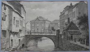 VUIDAR J,Blick auf kleine Brücke in einer Stadt,1870,Geble DE 2016-11-12